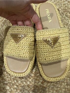 Prada Raffia Sandals Size 41